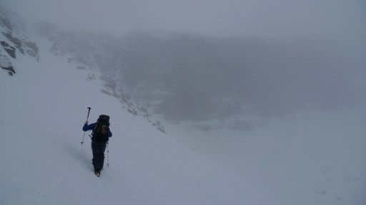 Heading towards a very wet and black Far East Wall, Ben Eighe