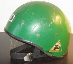 Joe Brown Climbing Helmet - a heavy mix of fibreglass, foam and plastic. Things have moved on bit since these. Weighing 650 grams it wasn't the lightest either! The Black Diamond Vector at 231grams, represents a weight saving of over 400 grams!