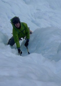 Ice climbing in Cogne...helmet obligatory! Black Diamond Vector Helmet worn under a hood.