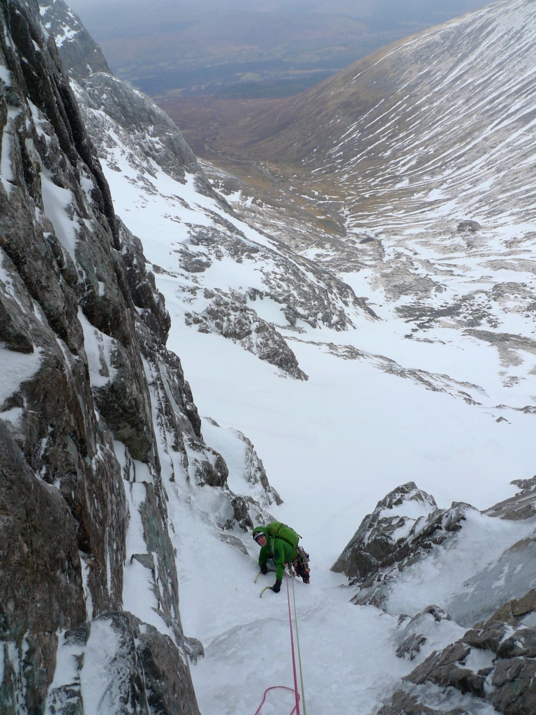Following the first pitch of Minus 1 Gully, Ben Nevis.