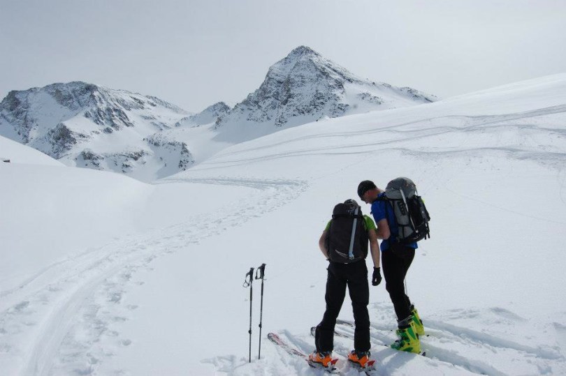 A quick navigation stop! The Arc'teryx Quintic 38 in use whilst ski touring in the Vanoise National Park.