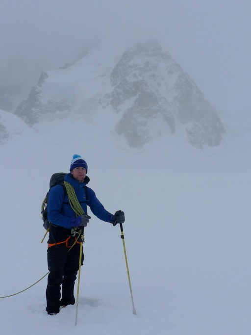 Taking coils crossing the glacier on the way back to the Aiguille du Midi