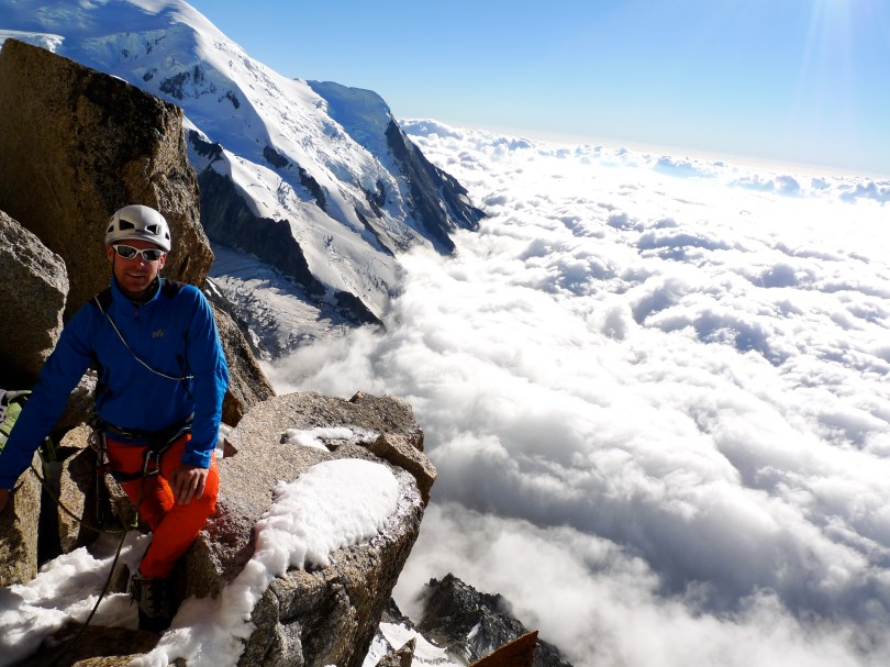 Millet Denali Jacket - light, breathable, flexible...perfect for moving quick in the mountains. James tests his on the Cosmiques Arete, Chamonix.