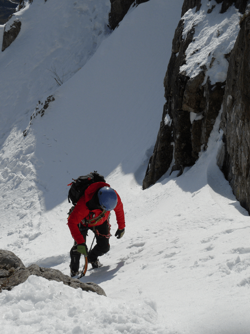 The Nabu jacket was breathable on warm approaches. heading up to Crowberry Gully - Buachaille Etive Mor
