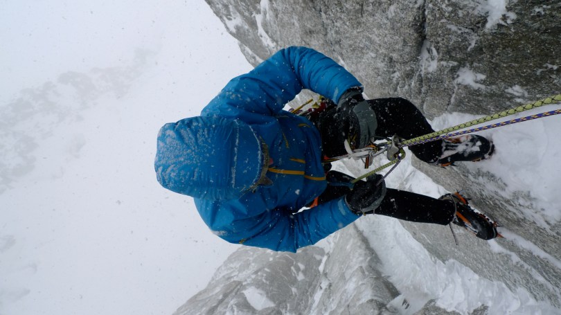 A full on belay parka is warm and seals out the elements. 