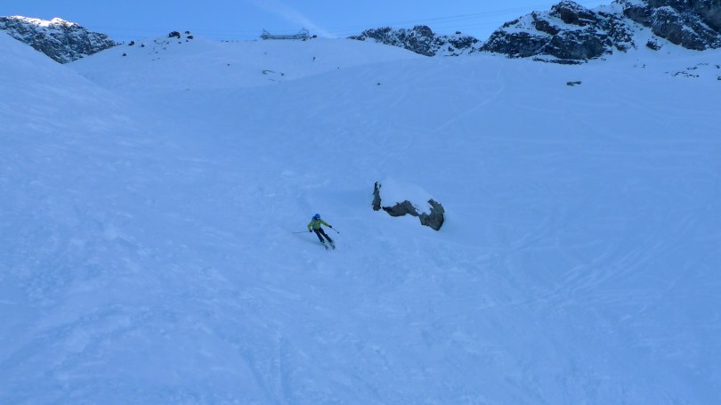 The North Face Kichatna Bibs: great fit and articulation for skiing.