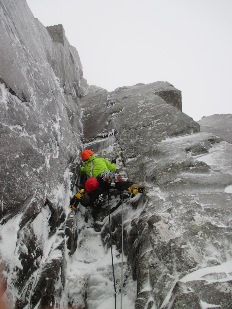 Kev heading off up pitch 2, Central Grooves, Stob Coire Nan Lochan, 20/12/2014