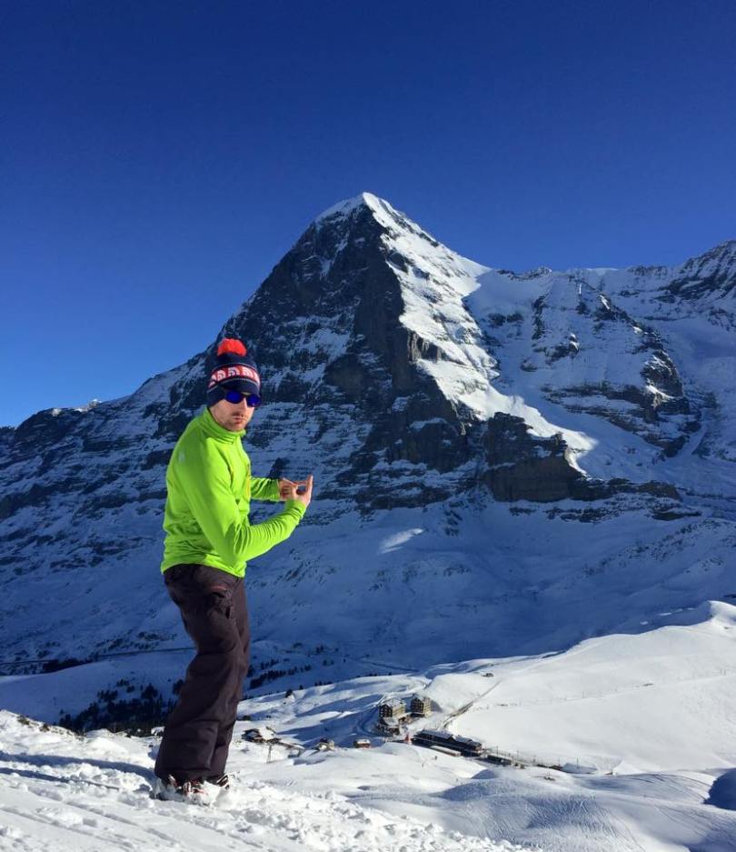 James just hanging out near the Eiger North Face in his The North Face Storm Shadow Jacket (it's over there!)