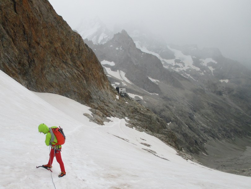 Using the DMM Switch whilst crossing a section of glacier on the way to Refuge du Promontoire in the Ecrins, France. It is versatile enough to be used as an all round tool, but you need to accept that it will have limitations too.