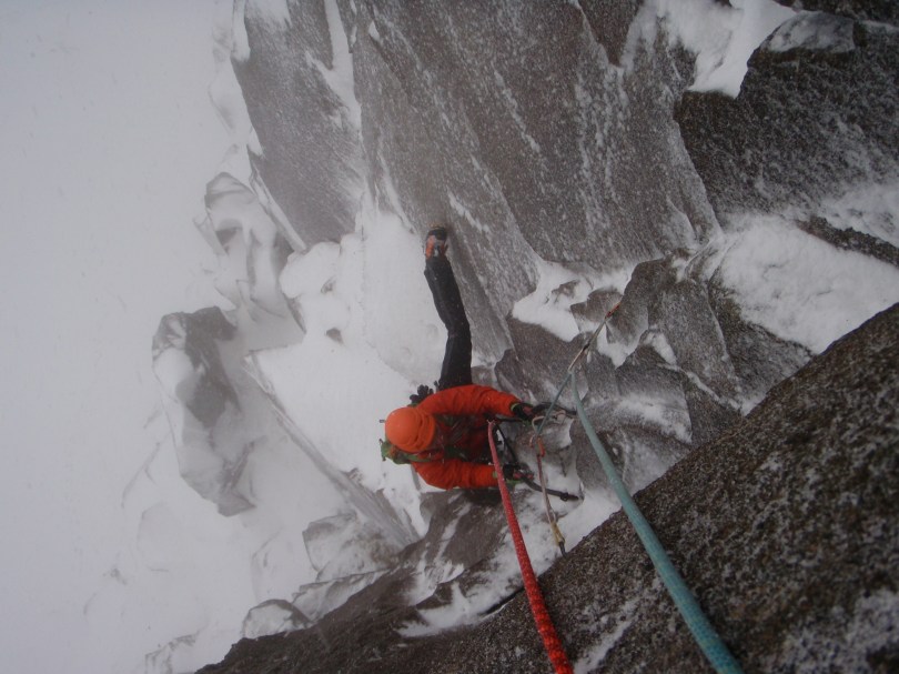The DMM Switch are a great tool for hard mixed climbing. Here on pitch 2 of Soul Vacation, VIII 8.