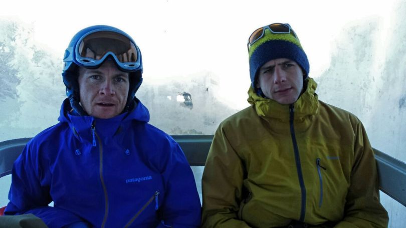 Patagonia Untracked Jacket (left) - brilliant collar and superb hood! On the  La Grave lift.