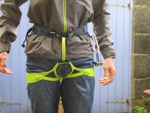 The pockets are set too low to work well with a harness