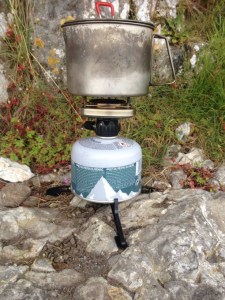 The Primus Lite+ was stable and the threaded pot stands worked but were fiddly.