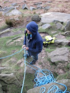 The nice hood fitted over a helmet.