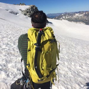 The BD Vipers neatly stows onto the back of your pack.