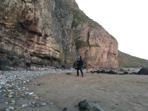 Too old to be hip - but I'm trying hard in the new Rab Pioneer, checking out the routes at Brean Down, Somerset.